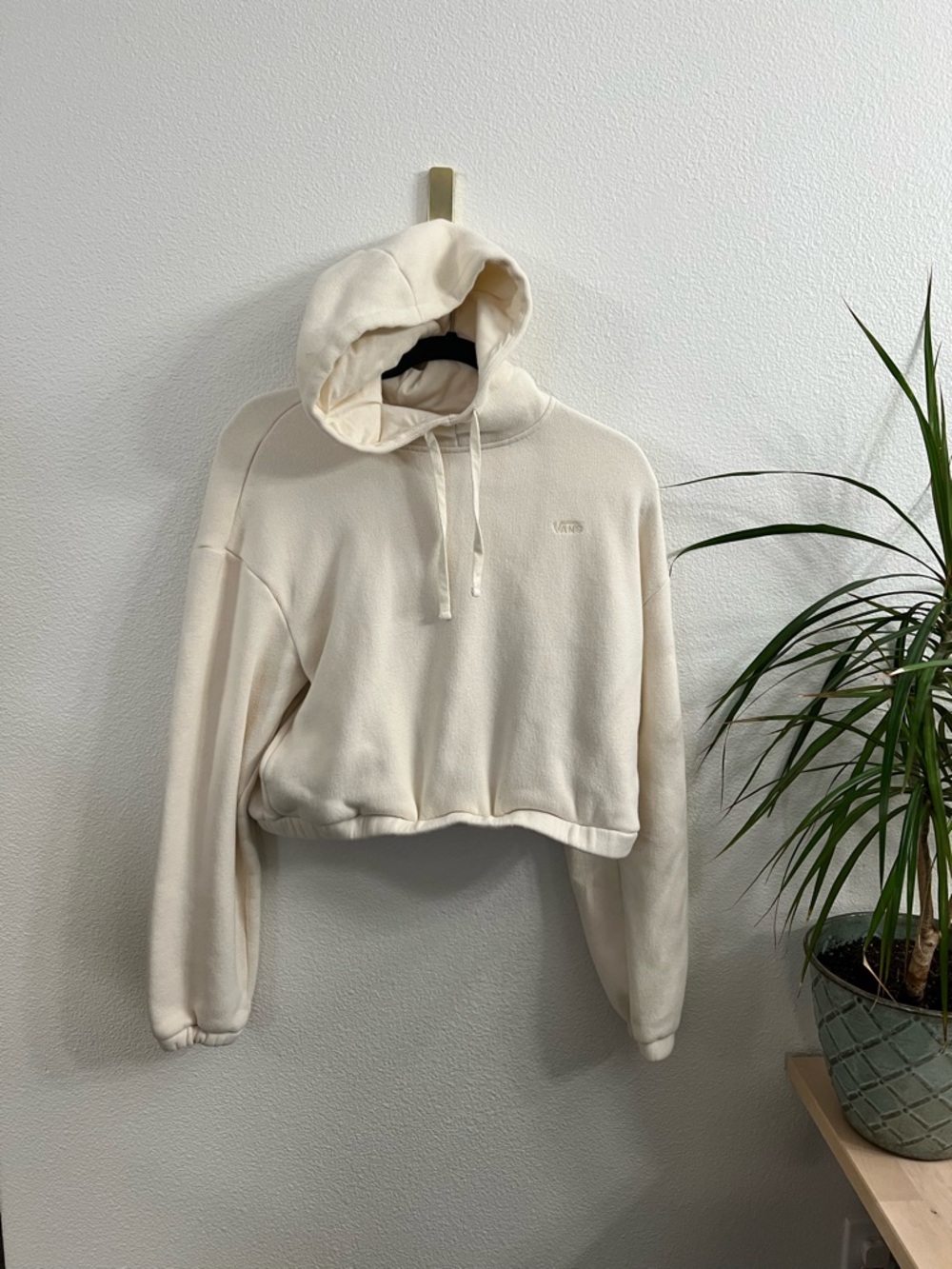 Vans Cropped Cream Hoodie Sweatshirt - Women’s Small